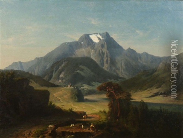 Vue Probable Des Alpes Suisses Oil Painting - Lancelot Theodore Turpin De Crisse