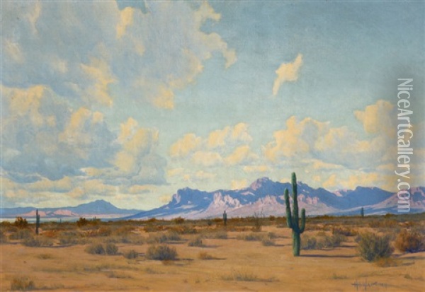 Superstition Mountain, Arizona Oil Painting - Harry B. Wagoner