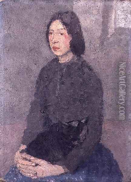 Girl with a Cat on her Lap Oil Painting - Gwen John