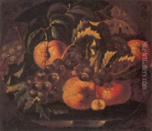 Natura Morta Con Frutta Oil Painting - Giovanni Paolo Castelli (lo Spadino)