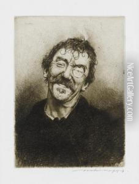 Portrait Of Whistler, Roguish Smile, Evening Oil Painting - Mortimer Luddington Mempes