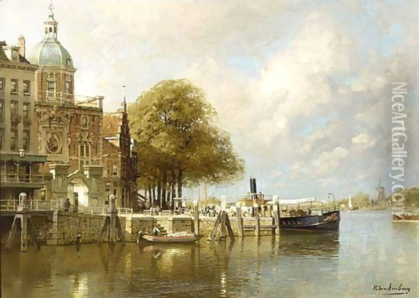 A View Of Het Groothoofd Oil Painting - Johannes Christiaan Karel Klinkenberg