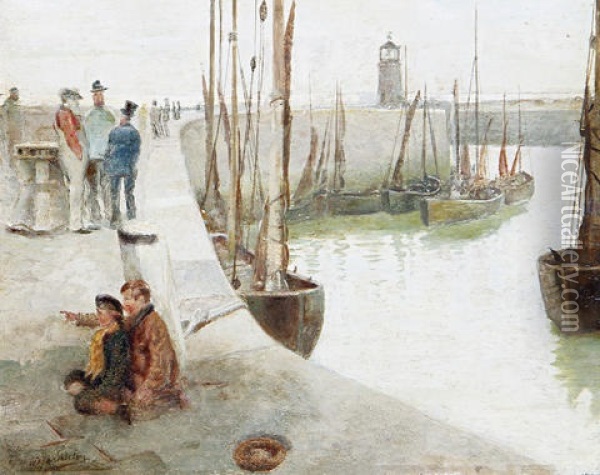 Harlech Harbor Oil Painting - William Shackleton