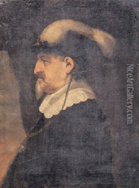 Christian Iv Set I Profil Oil Painting - Karel van Mander III