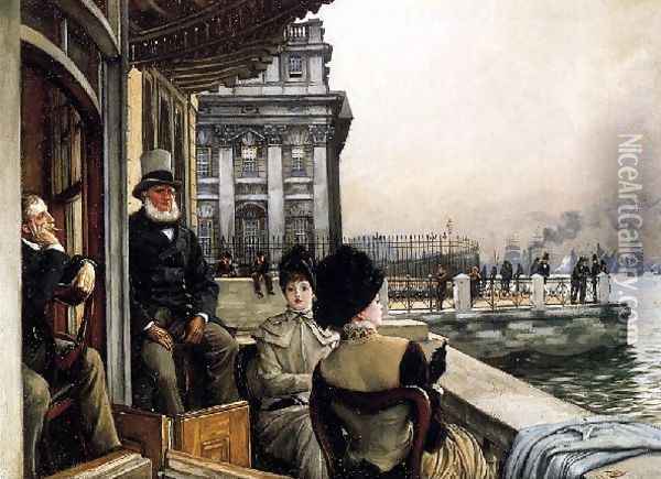 The Terrace Of The Trafalgar Tavern Greenwich London Oil Painting - James Jacques Joseph Tissot