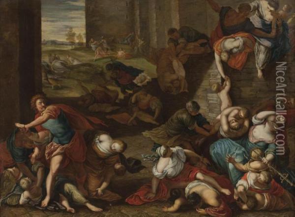 La Strage Degli Innocenti Oil Painting - Jacopo Robusti, II Tintoretto