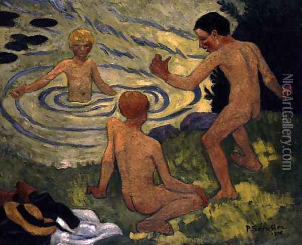 Boys on a Riverbank, 1906 Oil Painting - Paul Serusier