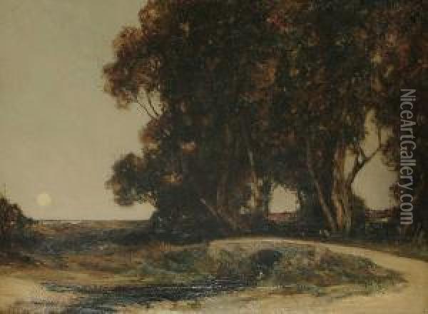 Moonrise In The Cotswolds Oil Painting - Joseph Vickers De Ville