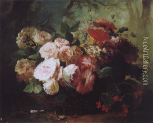 Le Panier De Fleurs Oil Painting - Clement Gontier