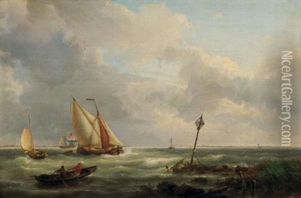 Imbarcazioni Sul Mare - 1850 Oil Painting - Hermanus Koekkoek
