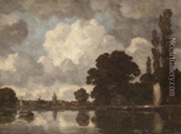 Ruderboote Auf See Mit Blick Auf Hollandische Stadt Oil Painting - Gilbert Von Canal