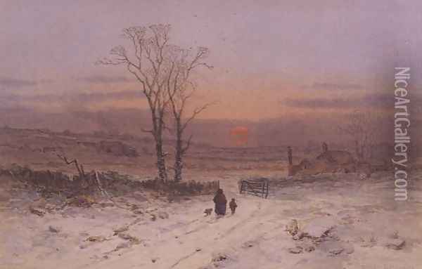 A Winter's Eve Oil Painting - Charles Branwhite