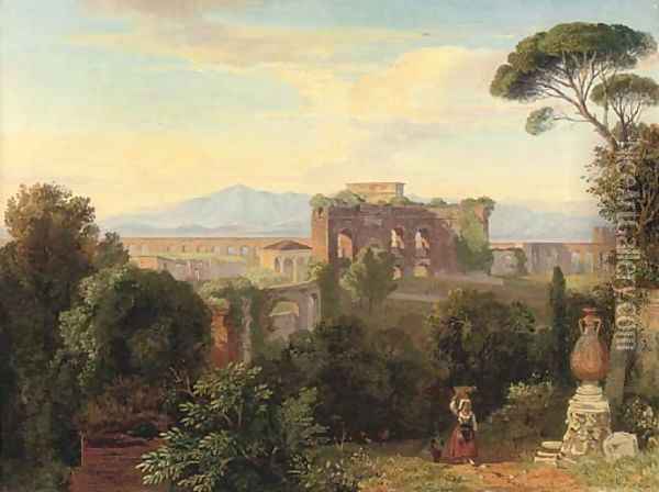 Ruins on the Roman campagna Oil Painting - Thomas Dessoulavy