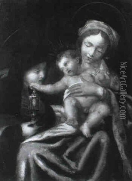 The Madonna And Child With Saint Clare Oil Painting - Carlo Dolci