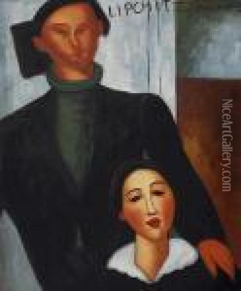 Jacques And Berthe Lipchitz Oil Painting - Amedeo Modigliani