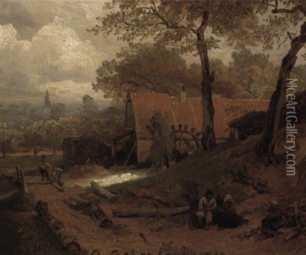 Wassermuhle Oil Painting - Andreas Achenbach