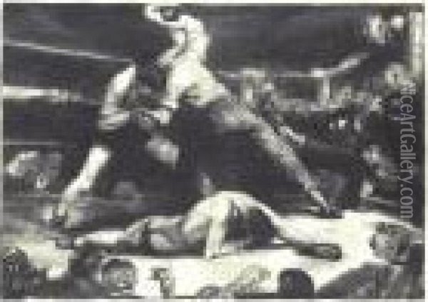 A Knockout (m. 92) Oil Painting - George Wesley Bellows