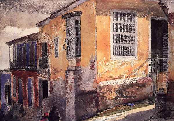 Street Corner, Santiago de Cuba Oil Painting - Winslow Homer