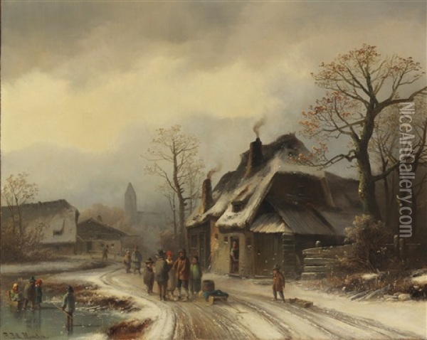 Winterliche Dorfansicht Oil Painting - Anton Doll