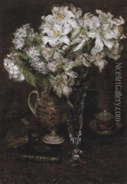 Bloemenstilleven Oil Painting - Ernest Rocher