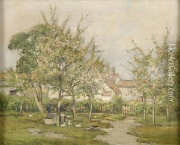 Bluhende Obstbaume. Oil Painting - George Ii Graham