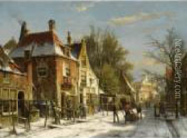 A Townscene In Winter Oil Painting - Willem Koekkoek