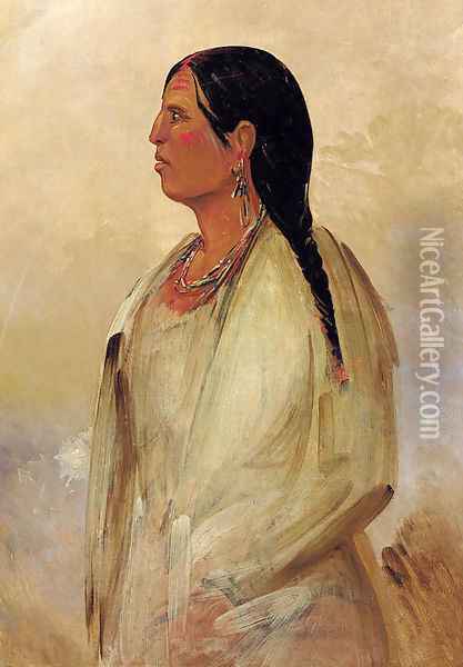 A Choctaw Woman Oil Painting - George Catlin