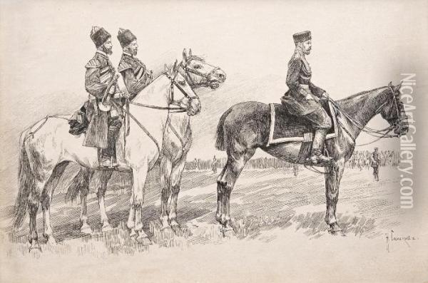 Tsar Nikolai Ii On Horseback Oil Painting - Nikolai Semenovich Samokish