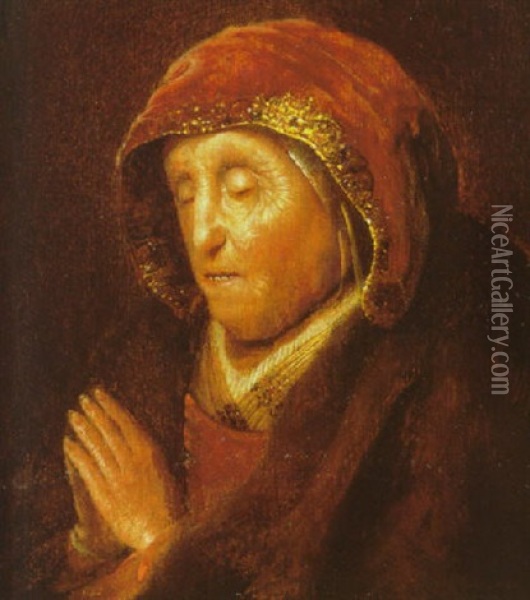An Old Woman At Prayer (rembrandt's Mother) Oil Painting - Gerrit Dou