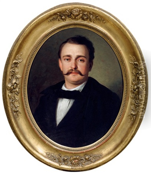 Fancy Moustache Oil Painting - Alajos Gyoergyi-Giergl