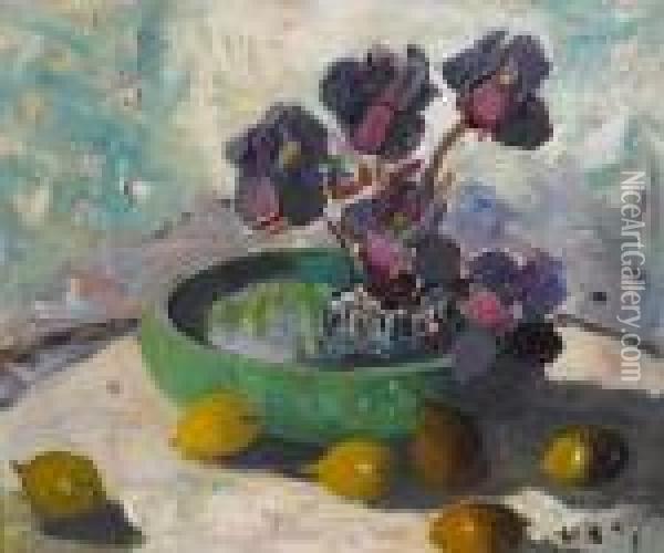 Irises And Fruit Oil Painting - Selden Connor Gile