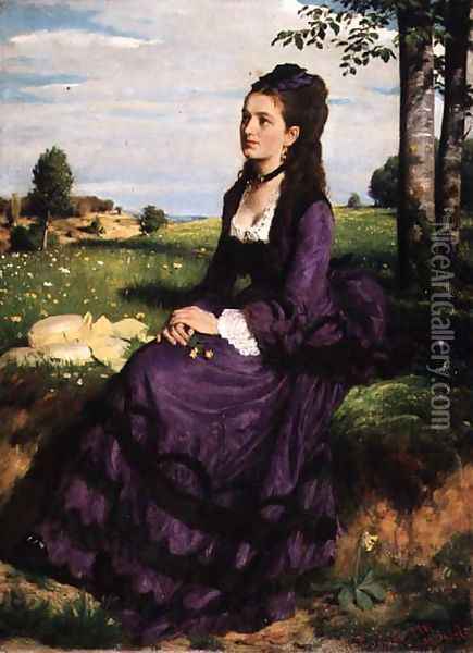 Woman in Violet, 1874 Oil Painting - Pal Merse Szinyei