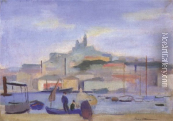 Sur Le Port De Marseille Oil Painting - Henri Ottmann