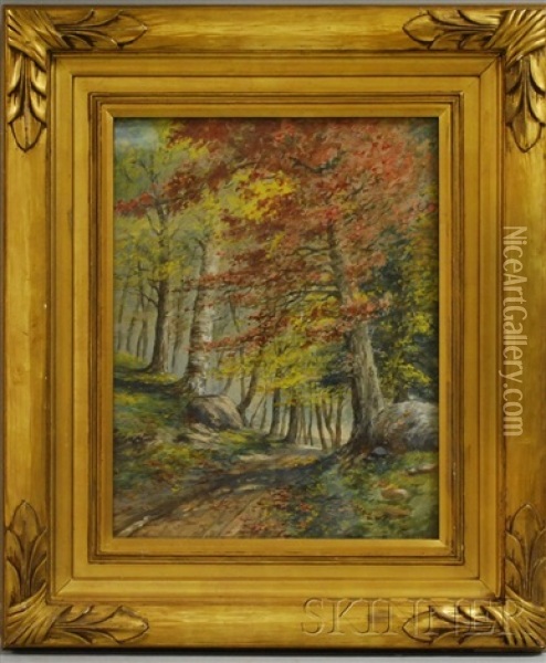 Autumn Landscape, The Woods Of Maine Oil Painting - William McGregor Paxton