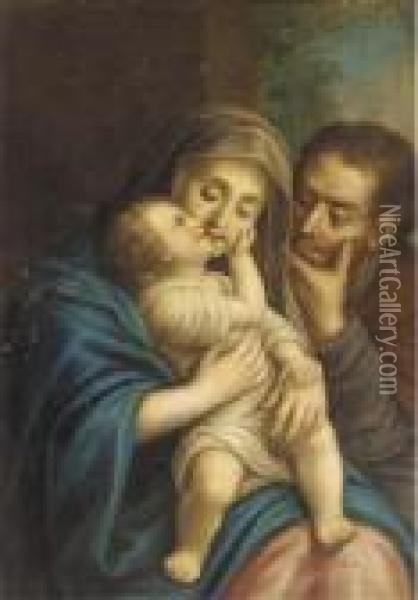 The Holy Family Oil Painting - Christian Wilhelm Ernst Dietrich