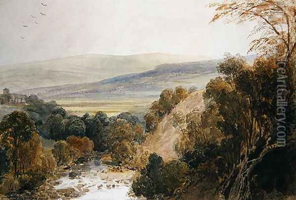 A View on the River Wharfe, near Bolton, Yorkshire Oil Painting - Peter de Wint