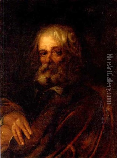 Portrait Of A Bearded Man In A Fur-lined Cloak Oil Painting - Ivan Nikolaevich Kramskoy