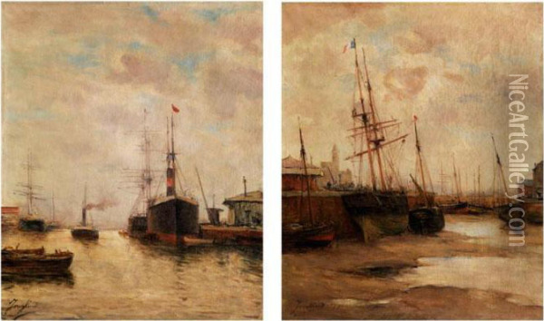 Im Hafen Und Wattenmeer Bei Ebbe Oil Painting - Johan Barthold Jongkind