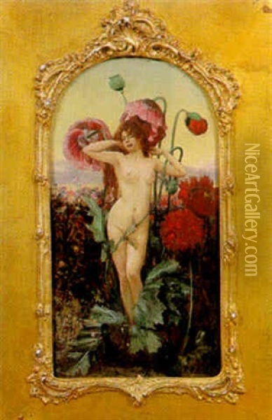 Nu Aux Fleurs Oil Painting - Rudolf Ernst