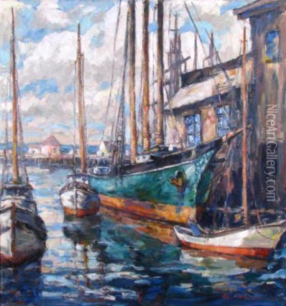 Boats At Harbor Oil Painting - Edgar Forkner