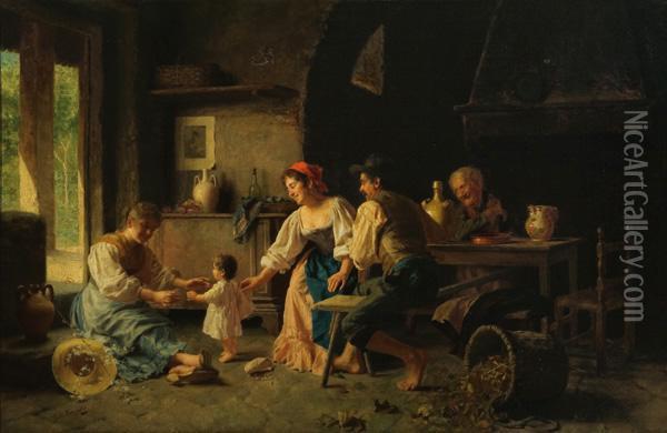 A Family Event Oil Painting - Giovanni Battista Torriglia
