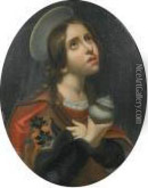 The Penitent Magdalen; And The Archangel Gabriel, A Pair Oil Painting - Carlo Dolci