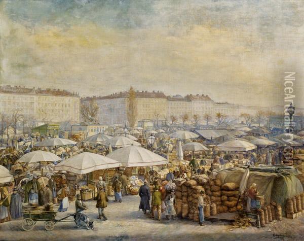 Der Wiener Naschmarkt Oil Painting - Carl Massmann