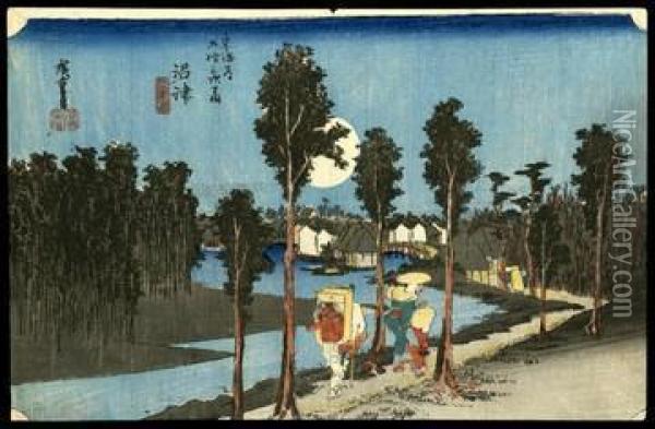 Twilight At Numazu Oil Painting - Utagawa or Ando Hiroshige