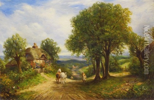 A Lane In Surrey Oil Painting - George Vicat Cole