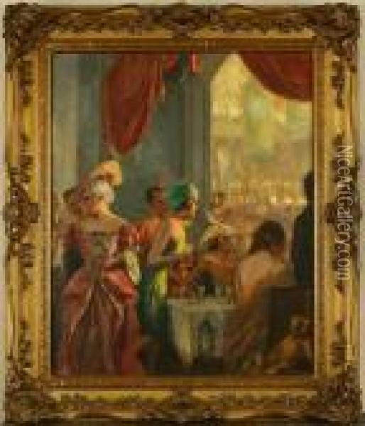 Fasching Oil Painting - Max Friedrich Rabes