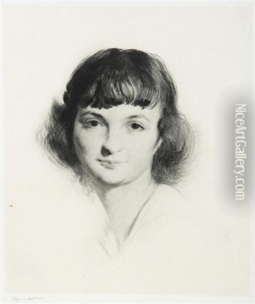 Portrait De Jeune Fille Oil Painting - Edgar Chahine