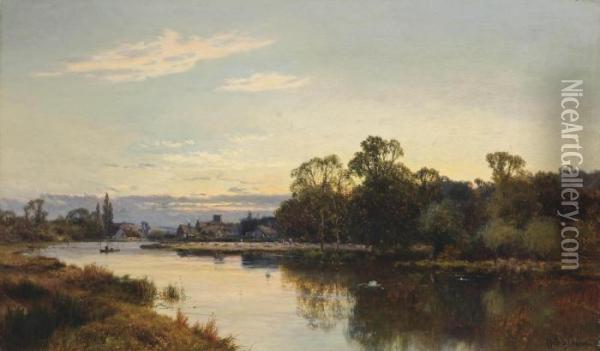 Evening Near Dorchester Oil Painting - Alfred de Breanski