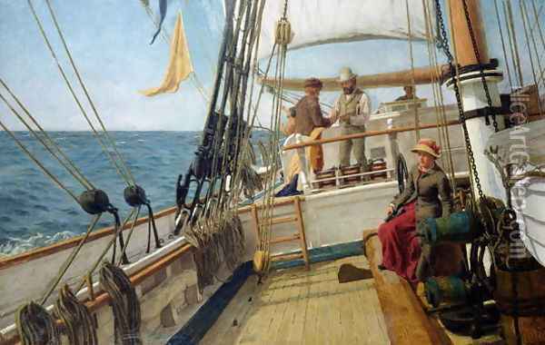A Conversation at Sea Oil Painting - Allan J. Hook
