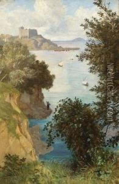 Steilkuste An Der See. Oil Painting - Albert Lang